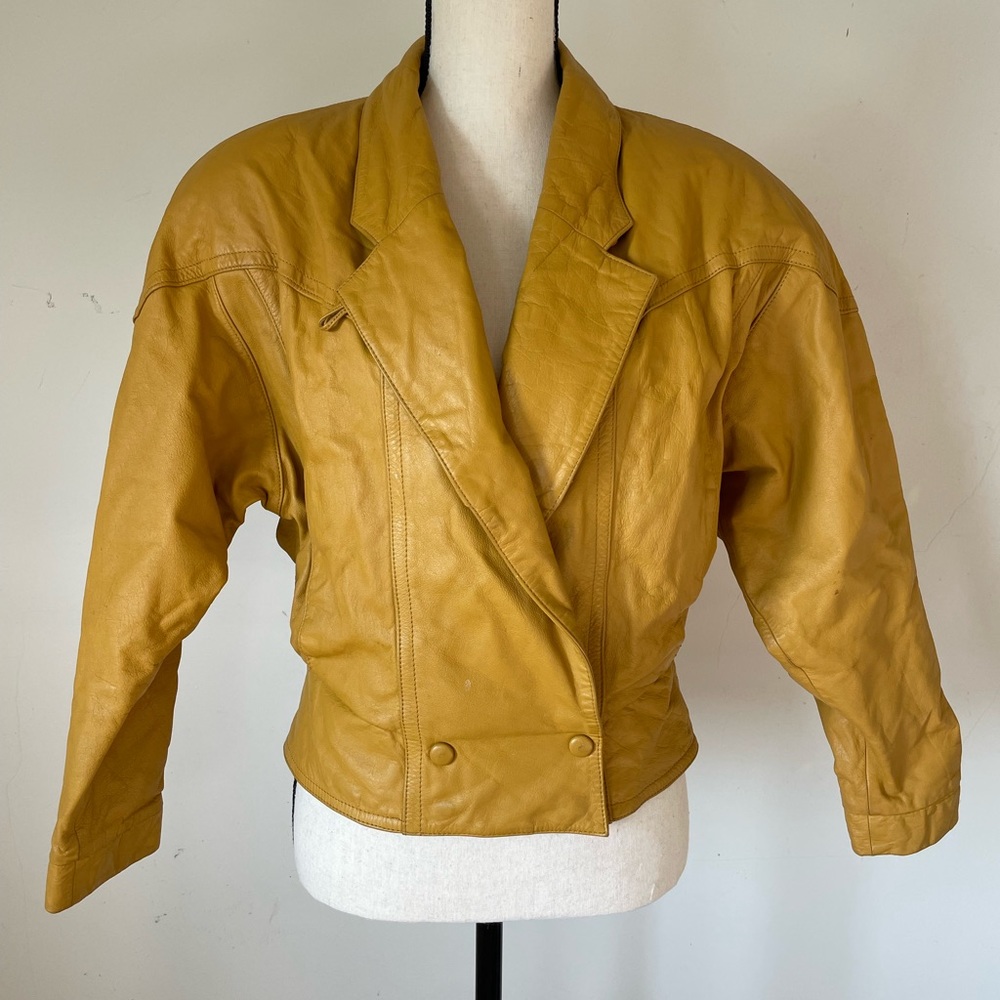 Mustard yellow REAL leather jacket - Size S